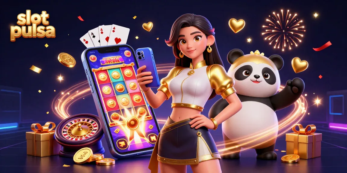 Engage in exciting slot pulsa gameplay with a vibrant 3D scene featuring a woman and a panda.