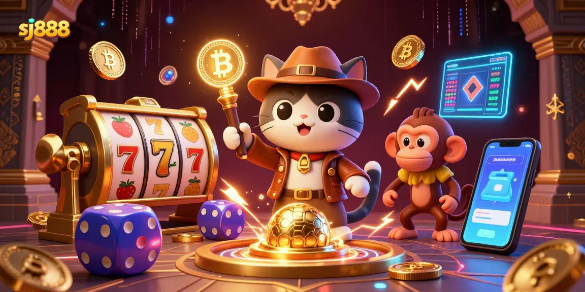Engage with sj888's thrilling slot adventure featuring an archaeological cat and a golden artifact.