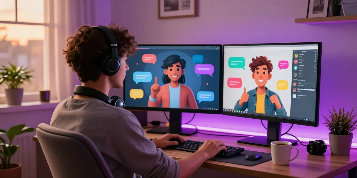 Engaging in ai nsfw chat with vibrant AI character in cozy digital workspace
