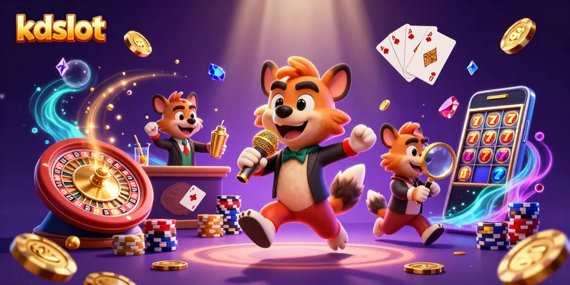 Experience the excitement of kdslot with a lively casino scene featuring hyenas and vibrant game elements.