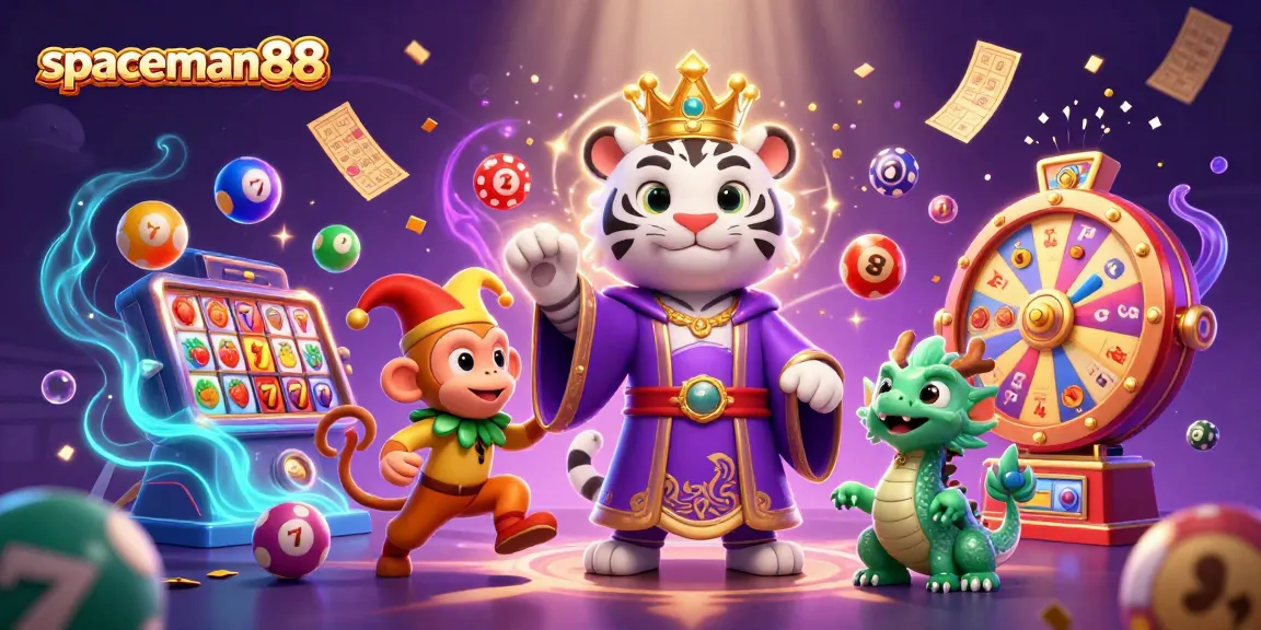Engage with spaceman88 slots while watching a charming scene full of casino elements.