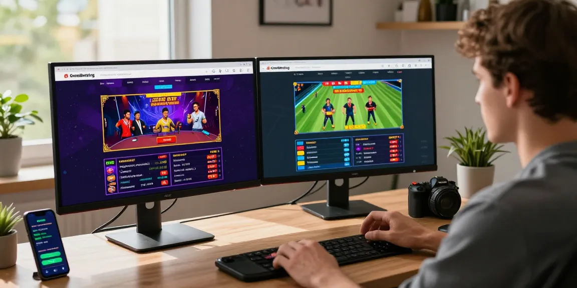 Experience the thrill of Grandbetting with modern gaming setup and live casino action.