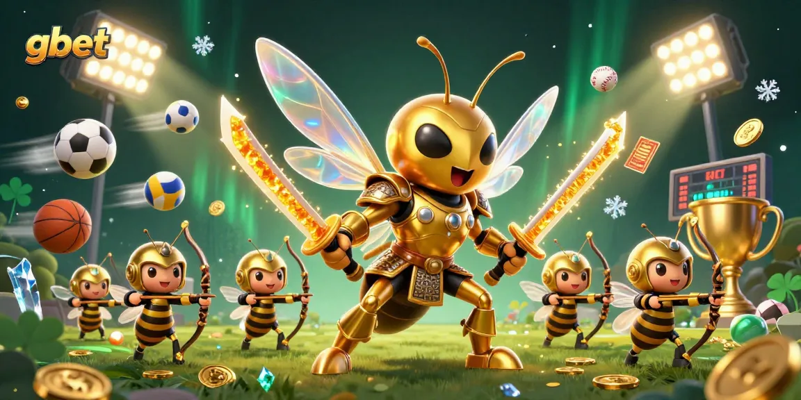 Engaging gameplay with gbet featuring a giant golden hornet and sports betting elements.