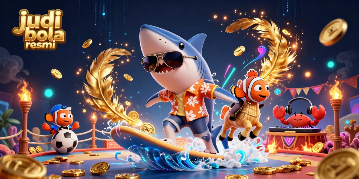 Experience the thrill of judi bola resmi with a vibrant 3D illustration featuring sports betting elements and engaging characters.