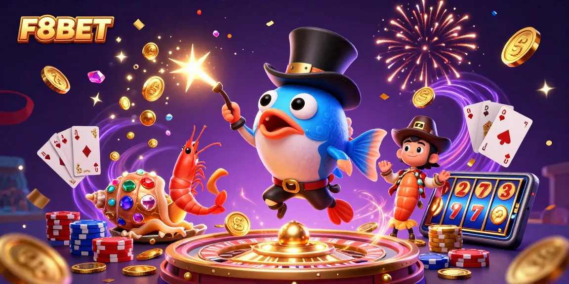 Experience winning excitement at F8BET with enchanting casino-themed underwater characters and golden treasures.